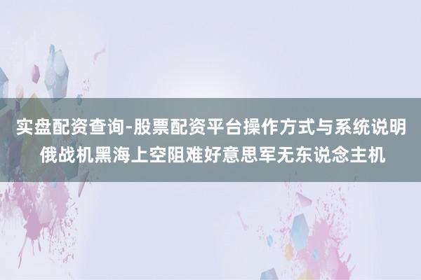 实盘配资查询-股票配资平台操作方式与系统说明 俄战机黑海上空阻难好意思军无东说念主机