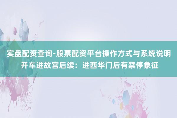实盘配资查询-股票配资平台操作方式与系统说明 开车进故宫后续：进西华门后有禁停象征