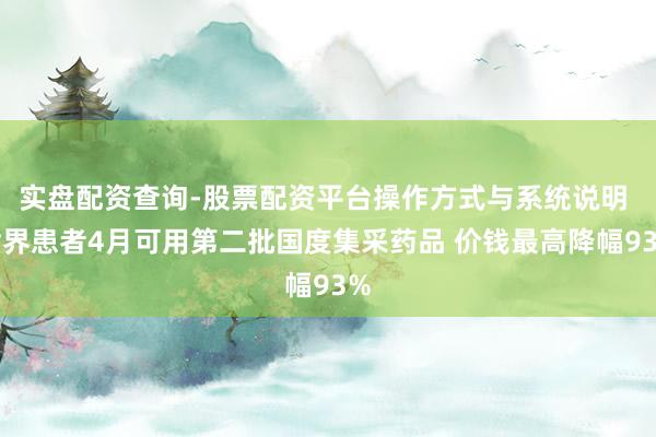 实盘配资查询-股票配资平台操作方式与系统说明 世界患者4月可用第二批国度集采药品 价钱最高降幅93%