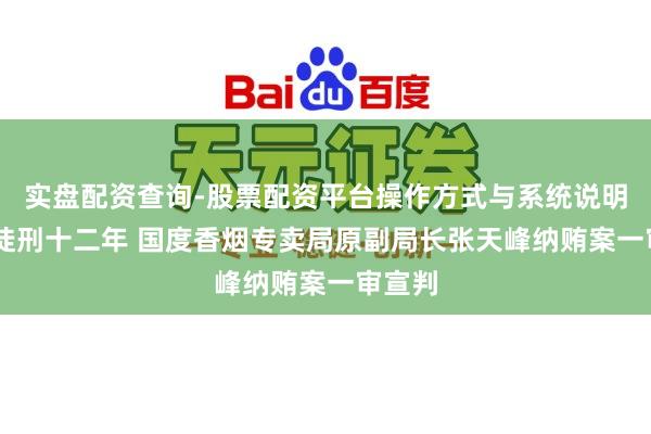 实盘配资查询-股票配资平台操作方式与系统说明 有期徒刑十二年 国度香烟专卖局原副局长张天峰纳贿案一审宣判