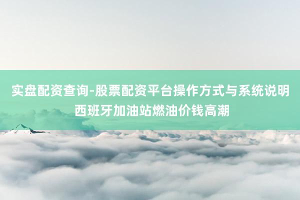 实盘配资查询-股票配资平台操作方式与系统说明 西班牙加油站燃油价钱高潮