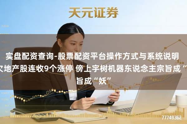 实盘配资查询-股票配资平台操作方式与系统说明 亏欠地产股连收9个涨停 傍上宇树机器东说念主宗旨成“妖”