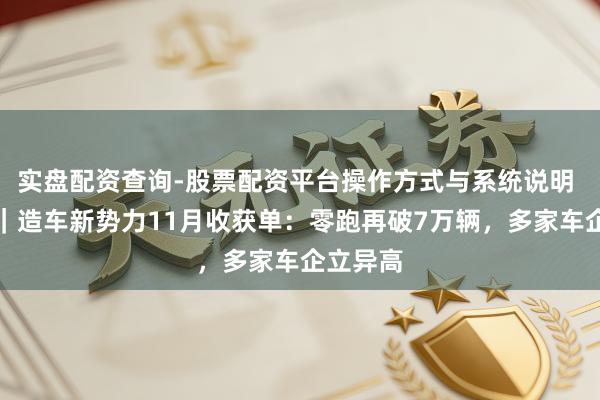 实盘配资查询-股票配资平台操作方式与系统说明 晓数点｜造车新势力11月收获单：零跑再破7万辆，多家车企立异高