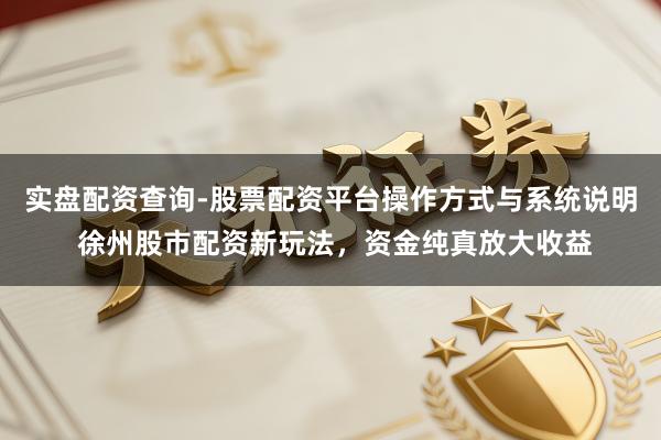 实盘配资查询-股票配资平台操作方式与系统说明 徐州股市配资新玩法，资金纯真放大收益